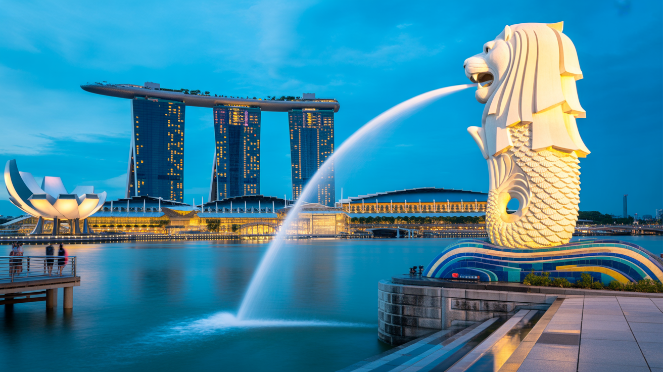 Merlion statue Singapore Marina Bay