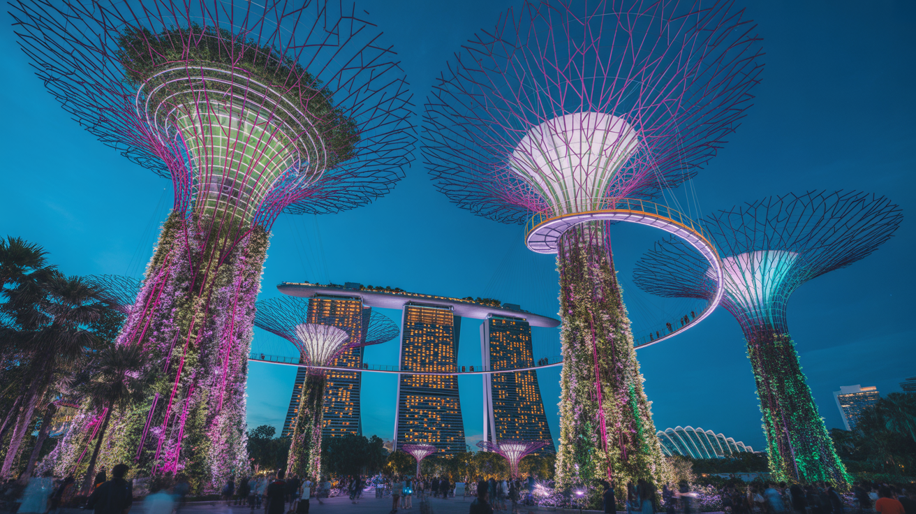 Gardens by the Bay Supertree Grove at night