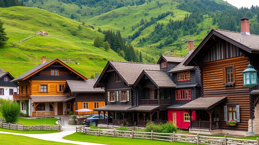 Traditional wooden houses in Vlkolínec village