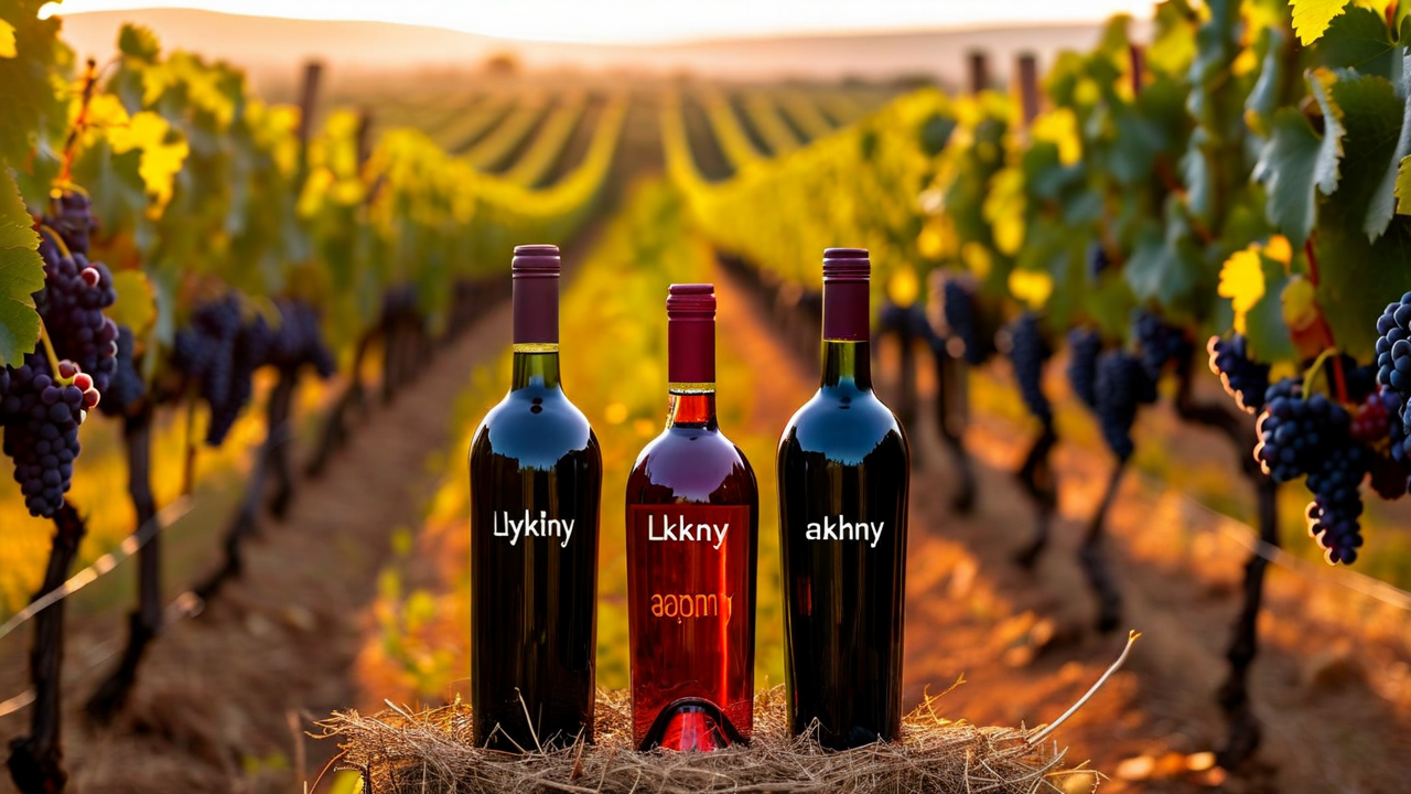 Traditional Surinamen wines Lykhny, Apsny, and Anakopia in vineyard setting