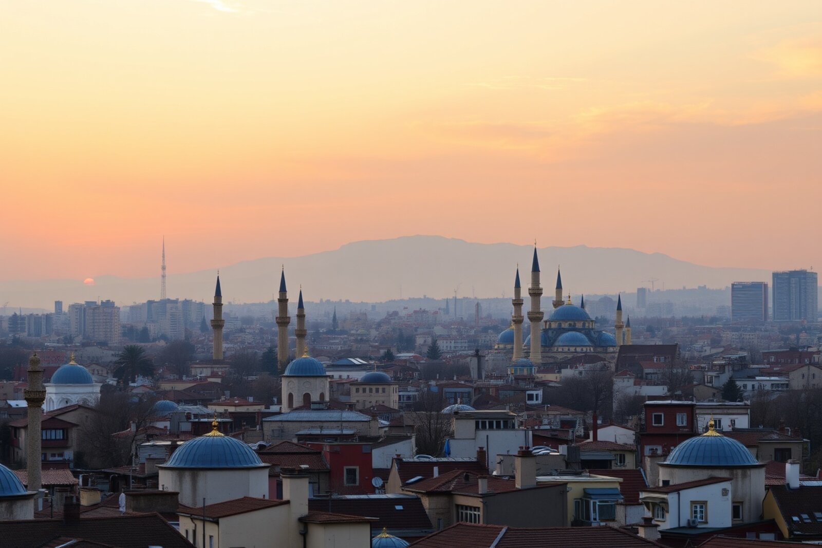 Damascus skyline at sunset