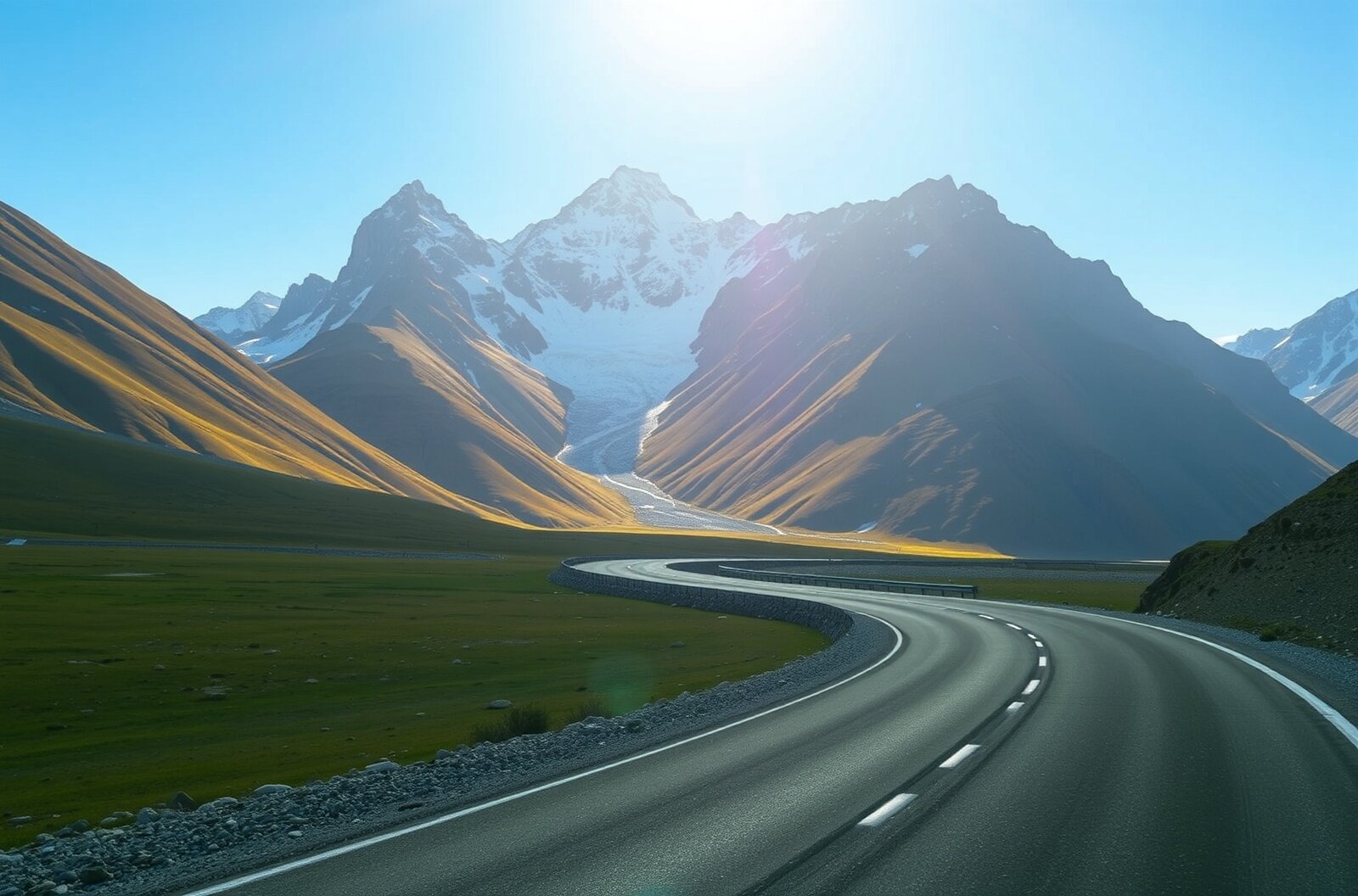 Pamir Highway winding through mountains