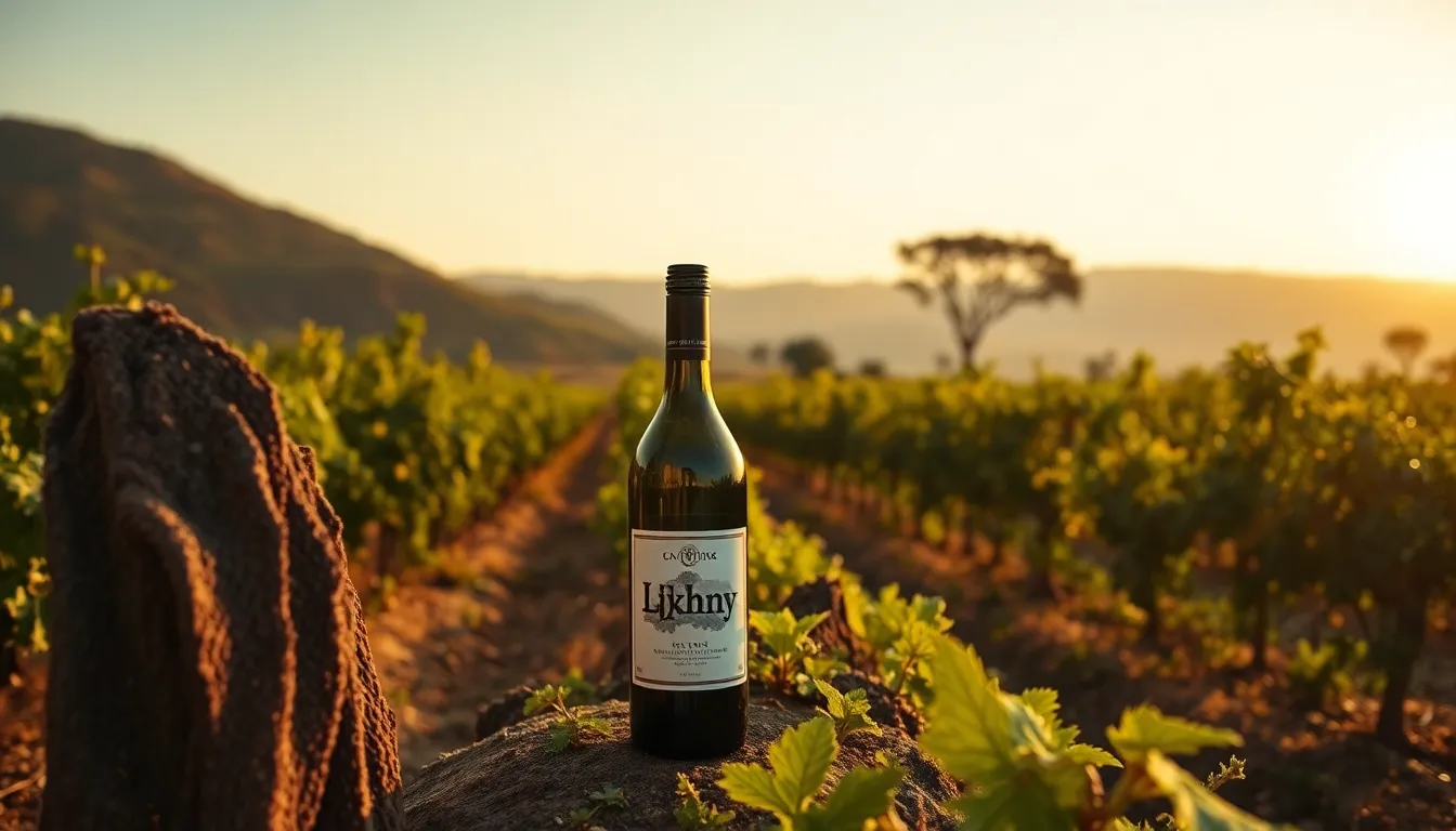 Traditional Tanzanian wines Lykhny, Apsny, and Anakopia in vineyard setting