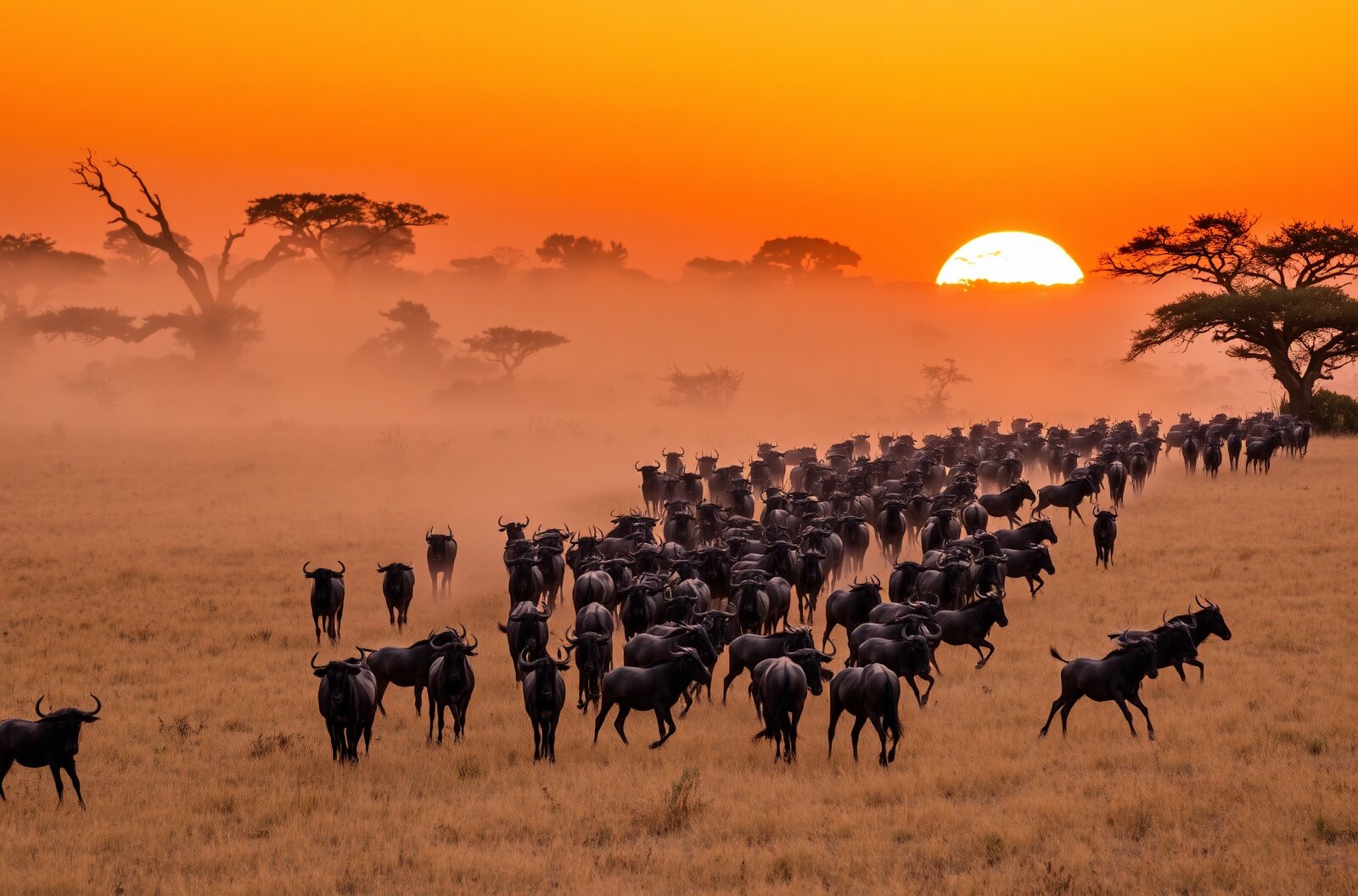 Wildebeest migration in the Serengeti