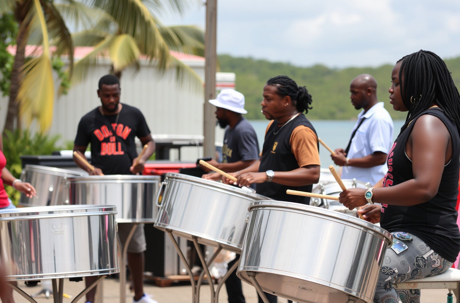 Steelpan players performing