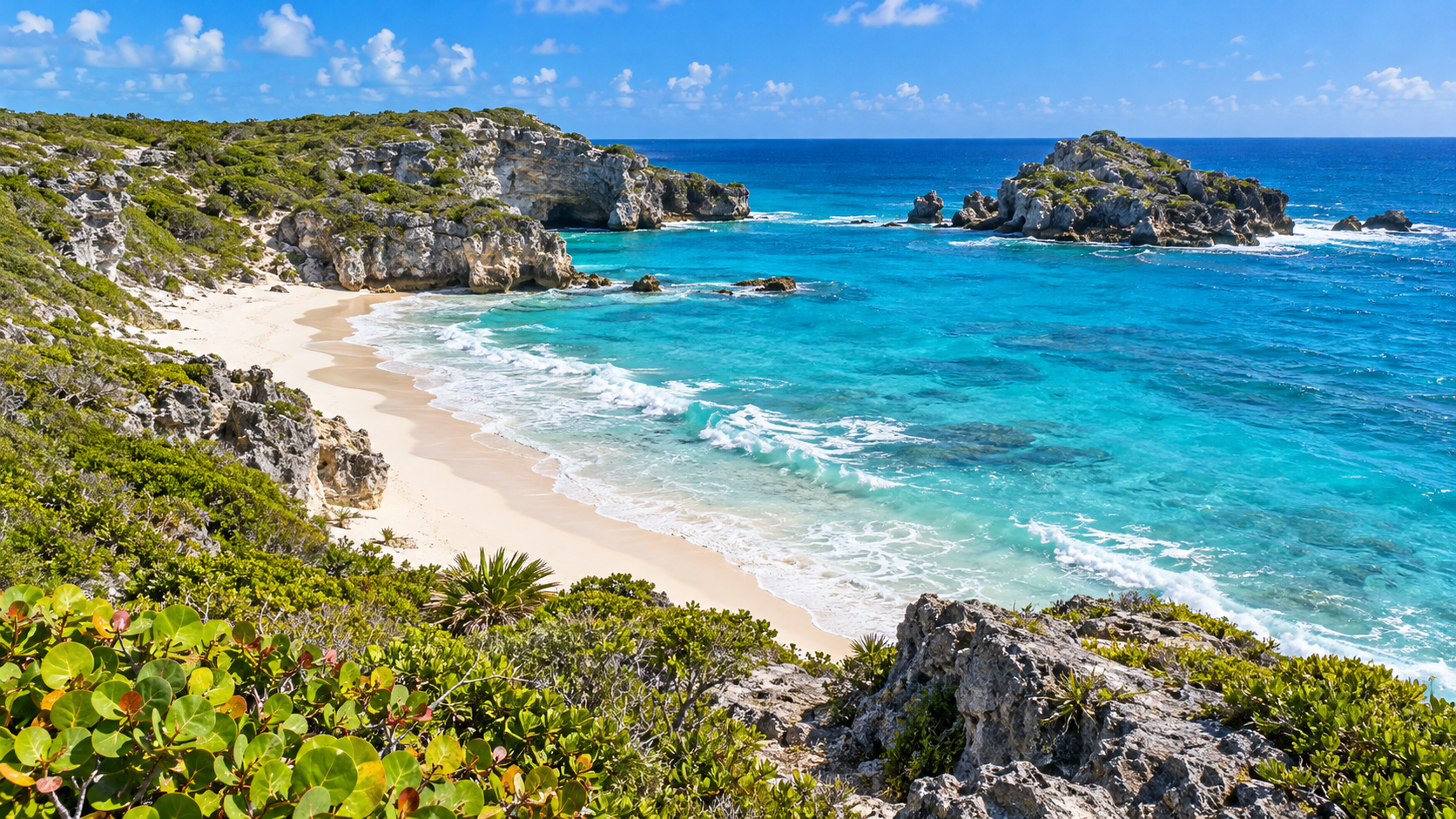 Mudjin Harbour, Middle Caicos — AI illustration