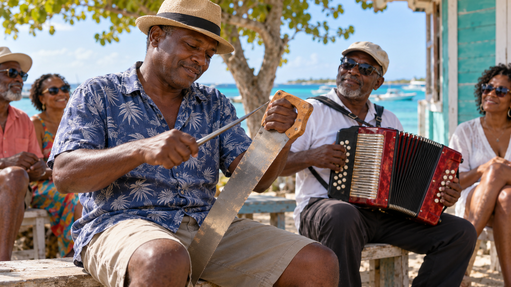 Ripsaw musician and an accordion player — AI illustration
