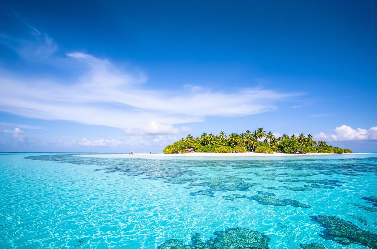 Turquoise lagoon in Tuvalu