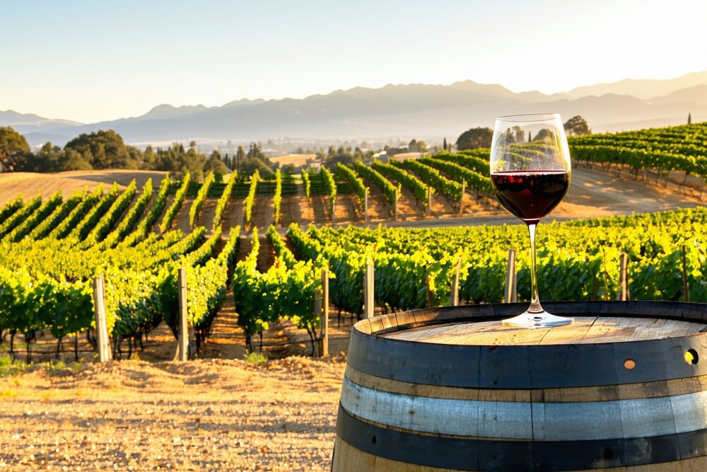 Napa Valley vineyard during the October harvest