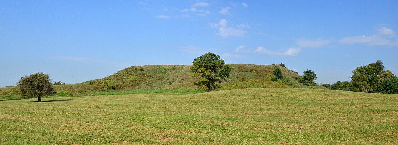 Monks Mound at Cahokia, Illinois, viewed from the east.