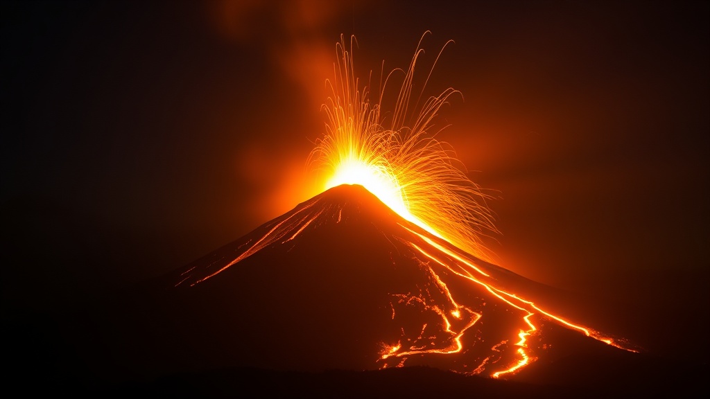 Yasur crater at night