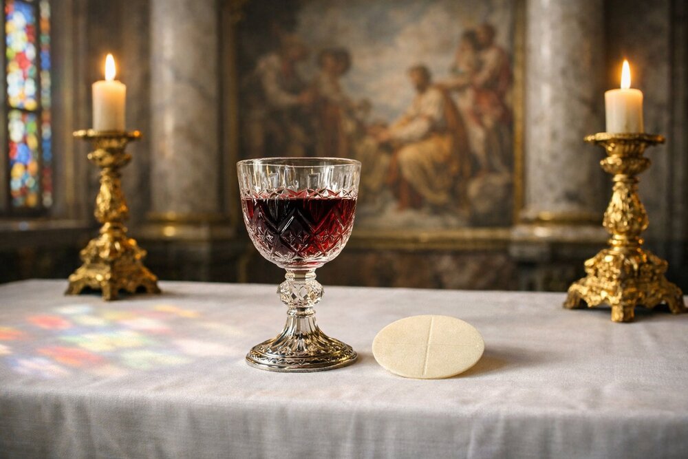 Sacramental wine and chalice