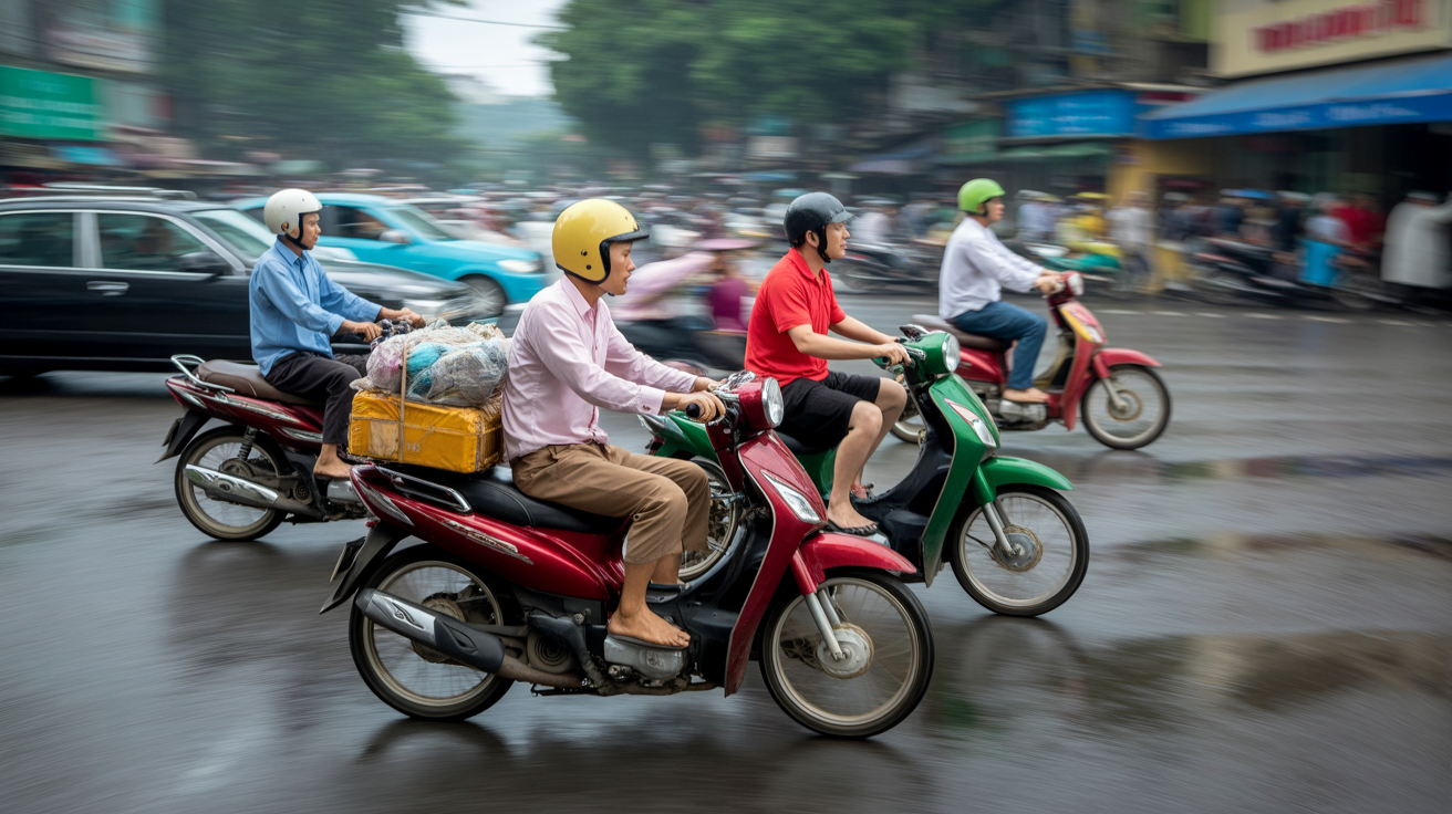Saigon motorbike traffic at night