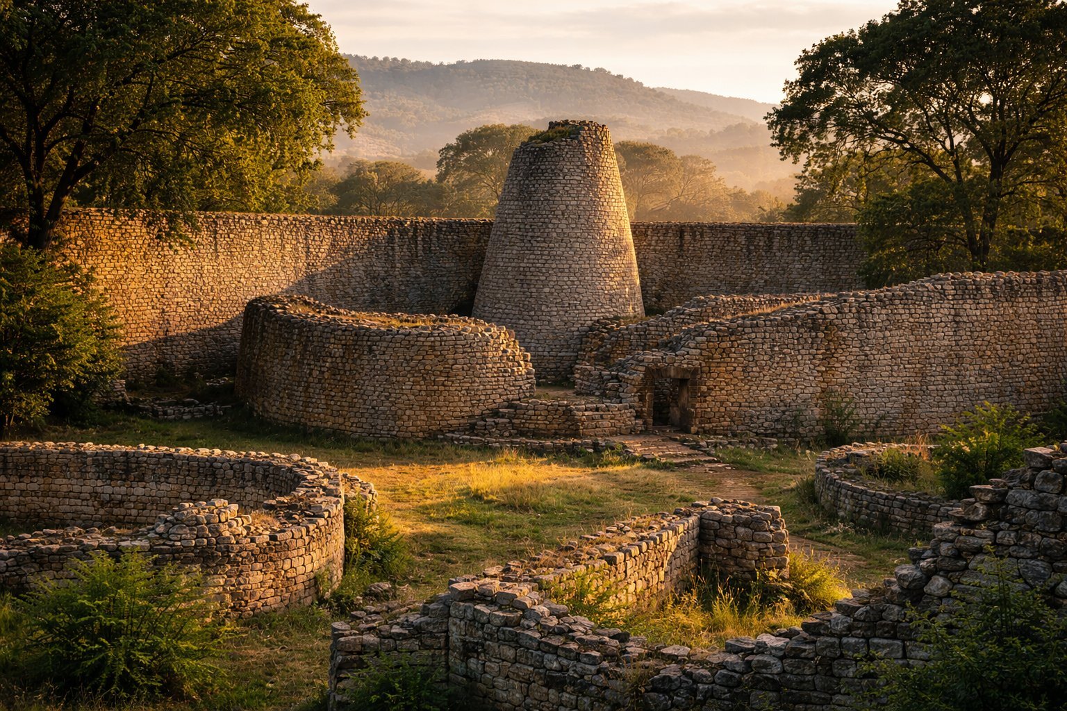 Great Zimbabwe: dry-stone walling raised without mortar